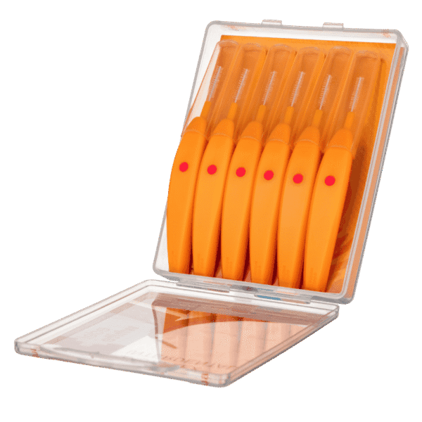 Edelwhite EasyFlex - SSS Interdental Brush 0.45mm 6pcs in PP box - Pour un nettoyage optimal entre les incisives et les canines, code couleur orange, emballage ouvert