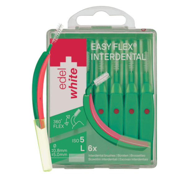 edel+white EasyFlex Interdentalbürste – Für eine gründliche und komfortable Zahnzwischenraumreinigung, Prouduktfoto 6 Dtück in grün