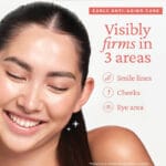 belif Super Drops Retinol & Peptide Barrier Serum 30ml - Sérum anti-âge pour une peau plus ferme, des pores resserrés & une barrière cutanée renforcée. Infographie visibly firms in 3 areas, smile lines, cheeks, eye areas
