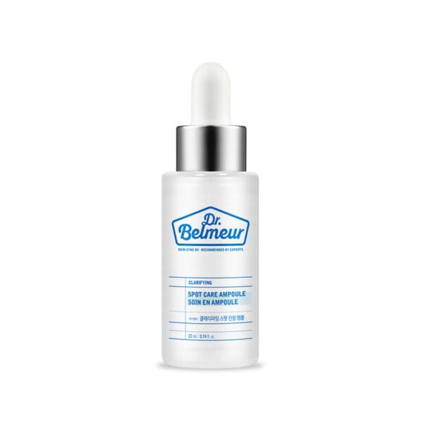 Dr. Belmeur Spot Care Ampoule 22ml - soothing serum with panthenol, beta-glucan, chaga mushroom and tea tree oil against blemishes and redness. Product image. 
