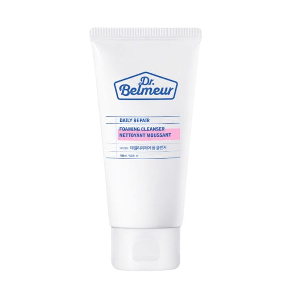 Dr. Belmeur Daily Repair Foaming Cleanser 150ml - mild pH-balanced foaming cleanser with birch extract and panthenol for sensitive skin. Product image. 