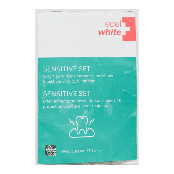 edel+white Sensitive Set – für empfindliche Zähne und gereiztes Zahnfleisch, Foto von der Etikette