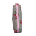 Trousse de toilette en vert sauge/rose faite main taille 22x7x5cm vue fermée en haut